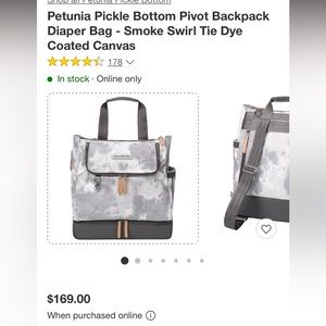 Petunia Pickle Bottom Pivot Backpack Diaper BagSmoke Swirl Tie Dye Coated Canvas
